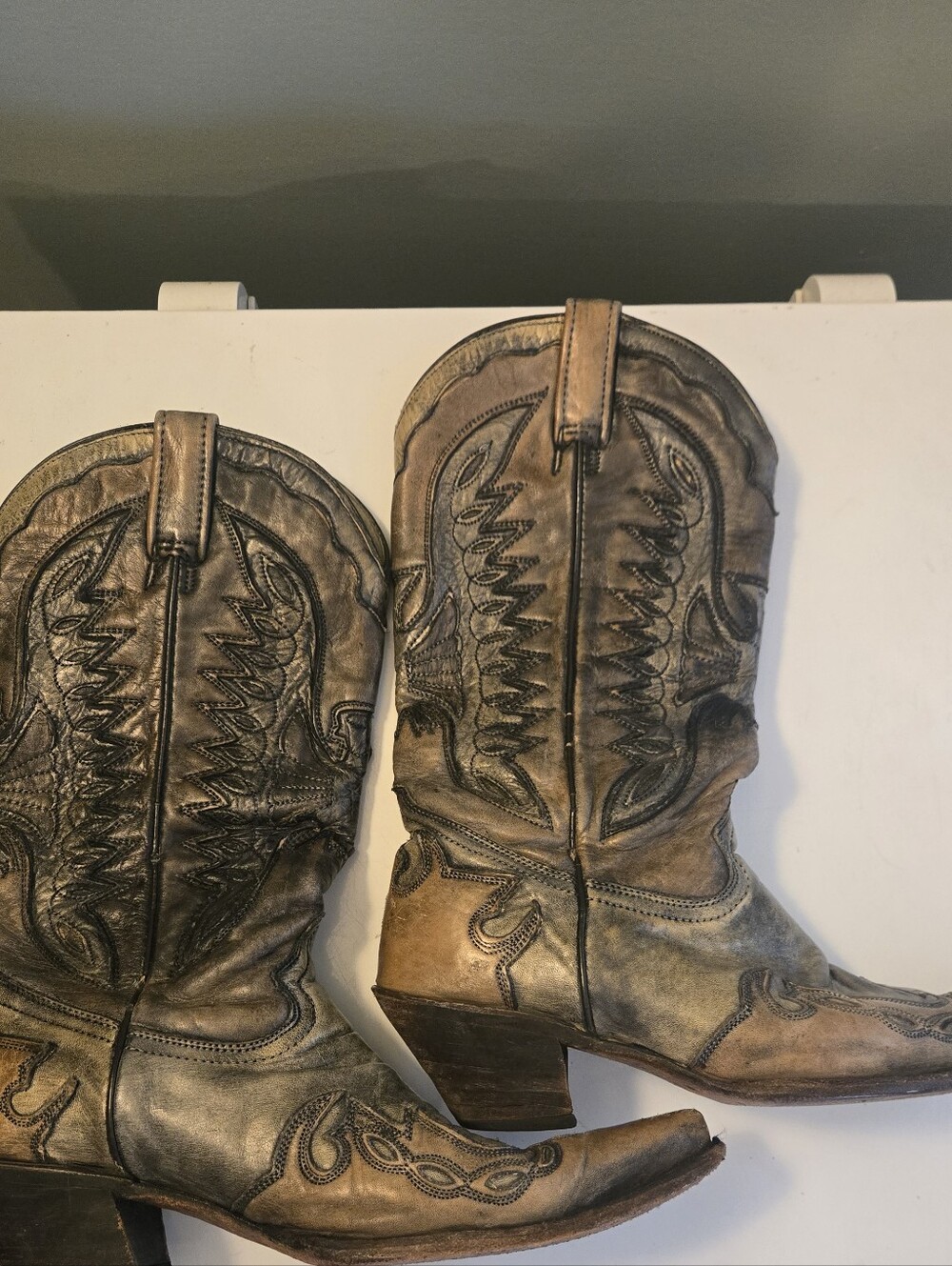 Rockin Leather Womens Brown Distressed Leather Cowboy Boots Size 9 - Picture 4 of 7